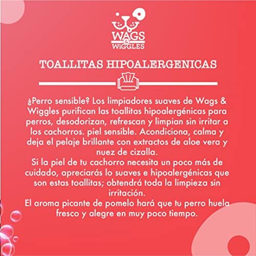 Wags & Wiggles Purify Hypoallergenic Dog Wipes for Sensitive Skin, Paw and Body Grooming Wipes with Gentle Plant Based Formula for Everyday Cleaning, Zesty Grapefruit Scent, 100 Count (Pack of 2) - Image 5