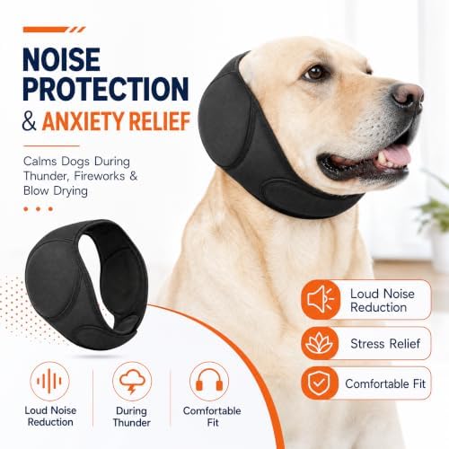 Dog Ear Muffs Noise Protection, Waterproof Calming Dog Ear Wrap for Anxiety Relief, No Shake Ear Flap Cover Snood Hoodie for Hematoma Recovery, Bathing, Grooming & Fireworks - Image 3