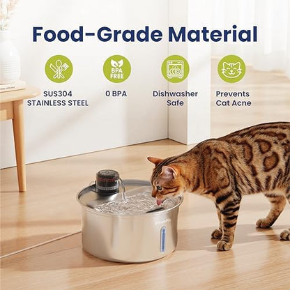 PawsPik PureFlow MAX Automatic Pet Water Dispenser, Stainless Steel Curve Dog & Cat Water Fountain, 3.2-Liter for Fresh, Long-Lasting Hydration - Image 2