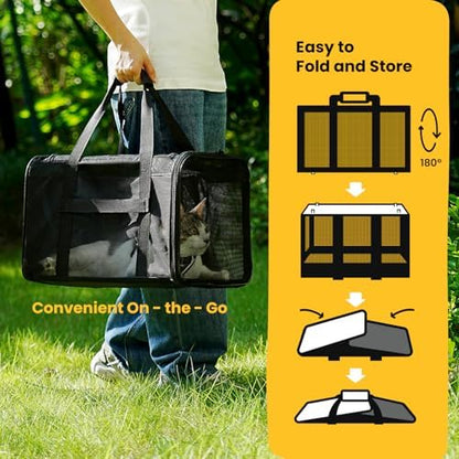 Conlun Dog Carrier Bag,Soft-Sided Pet Carriers for Dogs with 4-Sided Mesh, Cat Transport for Large Cats Small Dog Up to 20lb,Collapsible Dat Travel Carrier-L,Black - Image 7