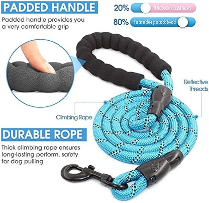 BAAPET 2/4/5/6 FT Dog Leash with Comfortable Padded Handle and Highly Reflective Threads for Small Medium and Large Dogs (5FT-1/2'', Blue) - Image 2