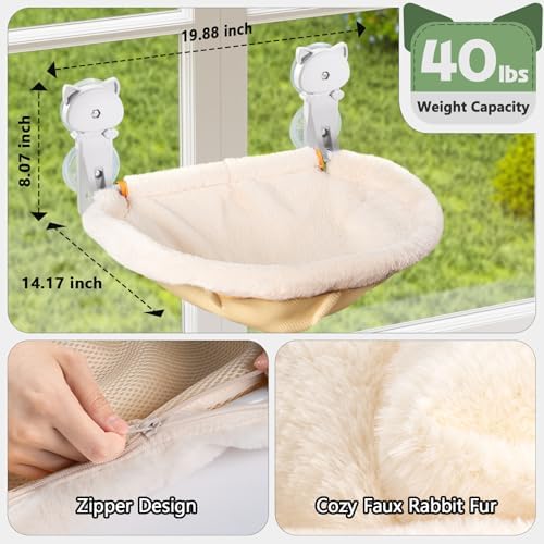 JUNSPOW Cat Window Perch Cordless, Foldable & Stable Cat Beds- Breathable Cat Window Hammock for Overlooking, Sunbathing and Climbing - Maximum Hold Up to 40lb - Image 5