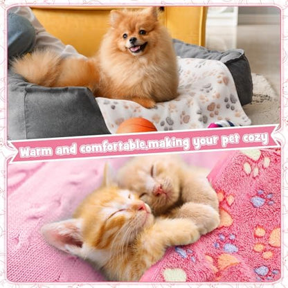 Tegeme 12 Pcs Puppy Blanket for Cat, 23 x 16 Inch Pink, Beige, Camel - Image 6