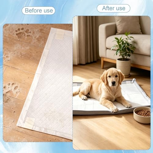 Penitue Silicone Dog Pee Pad Holder Fits Up to 24x24 Inch Pee Pads, Leak-Proof Raised Edges Puppy Potty Tray with 4 Fixing Clips Square Non-Slip Dog Pet Potty Training Mat for Floor Protection (Grey) - Image 6