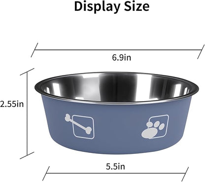 Stainless Steel Dog Bowls, Dog Food Bowl with Silicone Non-Slip, Puppy Bowls for Medium, Set of 2