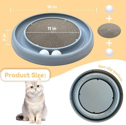 Interactive Cat Ball Track Toy for Indoor Cats, Cat Scratching Board & Exercise Set for Bored Indoor Adult and Kitten Mental & Physical Stimulation, with Spare Ball to Prevent Loss (Grey) - Image 5