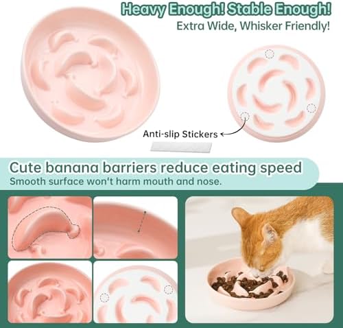 Ceramic Slow Feeder Cat Bowl, 6.3'' Wide Whisker Friendly Cat Puzzle Feeder - Image 4