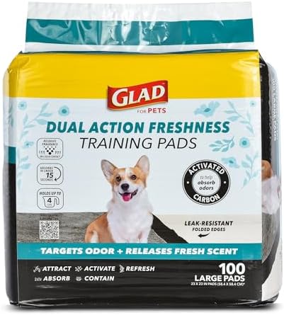 Glad for Pets Activated Carbon Puppy Training Pads, 23 x 23 In, 100 Count by GladTrashFoodStorage