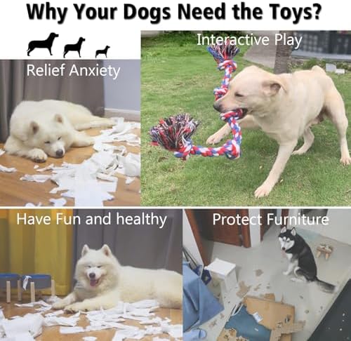 XIGOU Dog Rope Toys for Large Dogs Aggressive Chewers, Dog Chew Toys for Large Breed Indestructible, Heavy Duty Tough 3 Feet 5 Knots Dog Toy, Sturdy Rope toy for Dogs Tug of War Dog Toy Teeth Cleaning - Image 7