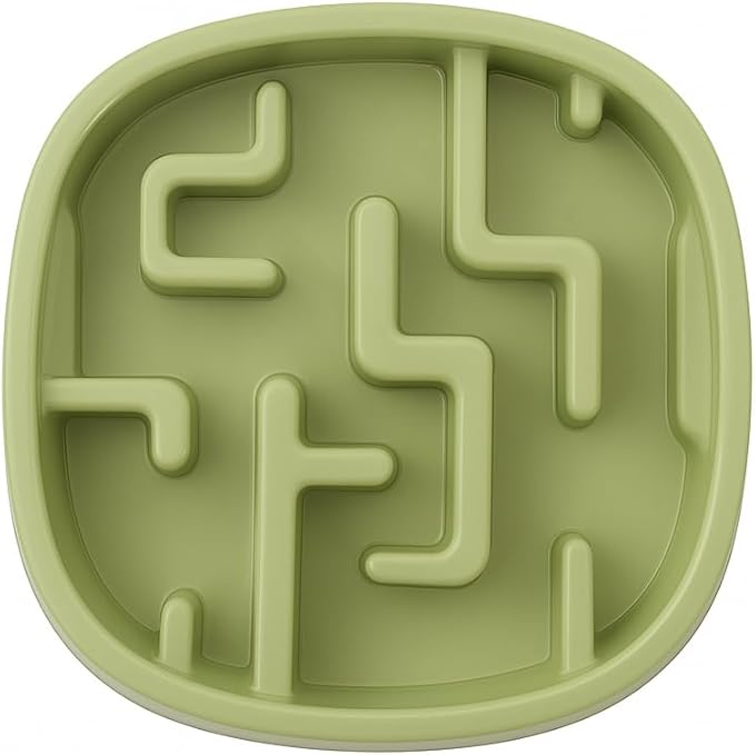 Slow Feeder Bowl, Puzzle Maze for Fast Eaters, Small to Medium Dogs, Helps Prevent Bloat & Aid Digestion, Holds 2 Cups Wet or Dry Food, Non-Slip, Made Without BPA, Blue or Sage Green (Sage Green)
