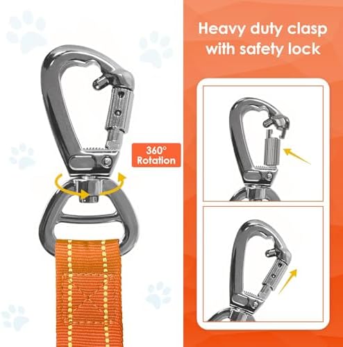 AUBELL Tactical Dog Leash Heavy Duty,4-6ft No Pull Bungee Leash,Orange - Image 3