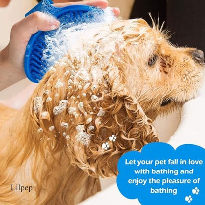Dog Grooming Brush, Lilpep Pet Shampoo Bath Brush Soothing Massage Rubber Comb with Adjustable Ring Handle for Long Short Haired Dogs and Cats (Blue+Green, pack of 4) - Image 6