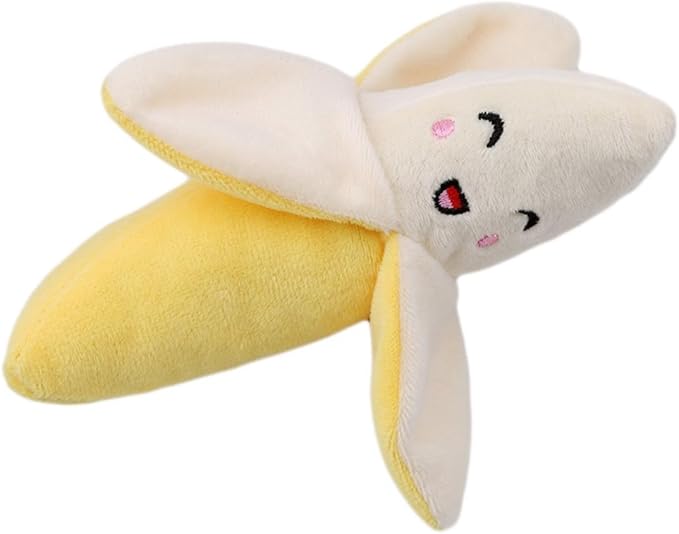 3 Pieces Yellow Banana Plush Squeeze Squeaker Puppy Dog Toys Plush Chew (Banana) Dog Squeak Toys