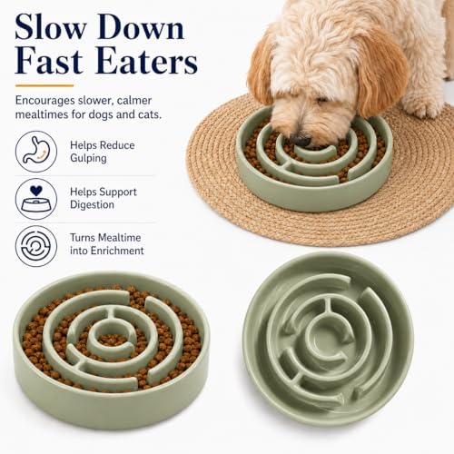 Ceramic Slow Feeder Dog Bowl 1.5 Cup Puzzle Dish for Small Medium Dogs - Image 5