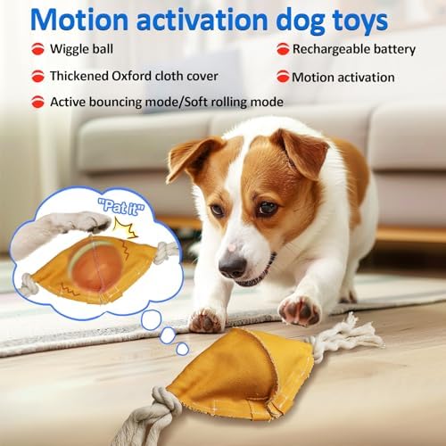 Interactive Dog Balls with Motion Activated, Wicked Ball Squeaky Dog Toy Oxford Bag Keep Dogs Busy (Red Ball) - Image 2