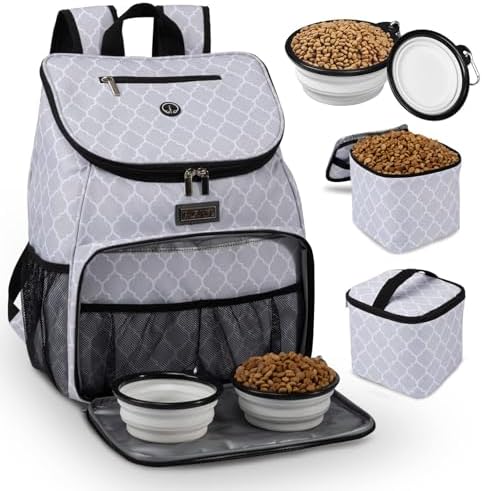BAGLHER丨Dog Travel Bag, Airline Approved Pet Supplies Backpack, Dog Travel Backpack with 2 Silicone Collapsible Bowls and 2 Food Baskets by BAGLHER