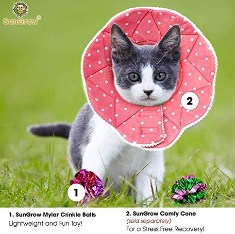 SunGrow 24 Pcs Cat Mylar Crinkle Balls, 2" for Exercise to Keep Fit, Lightweight, Multicolor Shiny Foil with Crinkly Sound for Indoor Pet Cat, Kitten - Image 6
