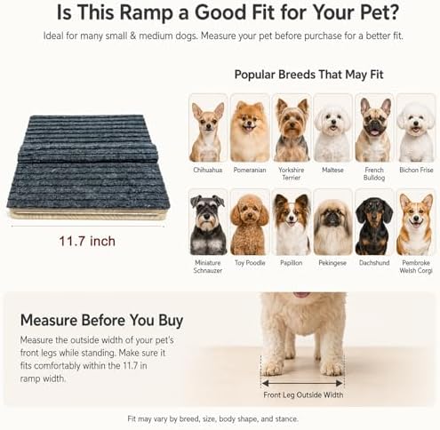 Dog Ramp for Indoor Stairs Porch Steps, 2 Pack Foldable Wooden - Image 3