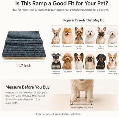 Dog Ramp for Indoor Stairs Porch Steps, 2 Pack Foldable Wooden - Image 3
