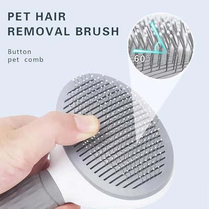 Dog & Cat Brush, Dog Brush for Shedding, Cat & Dog Grooming, Self Cleaning Slicker Brush for Pets, Grooming Brushes for Long Short Haired Dogs Cats, Deshedding Brush, Rake, Comb (Grey)