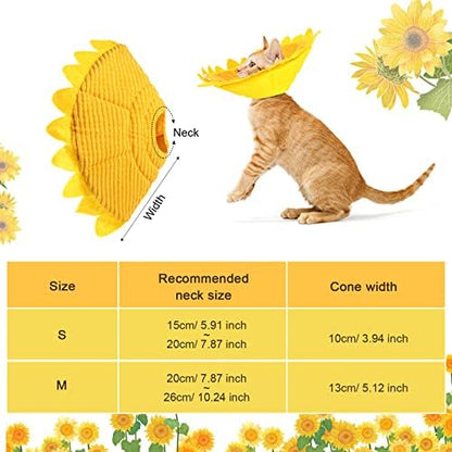 Sunflower Cat Recovery Cone Collar Soft Adjustable Elizabethan Cone,Small - Image 2