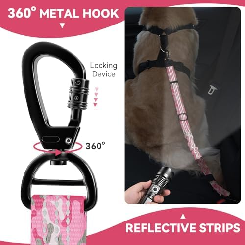 Pawaboo 2Pack Dog Car Seatbelt, 3-in-1 Dog Tether with Buckle & Hook Latch - Image 2