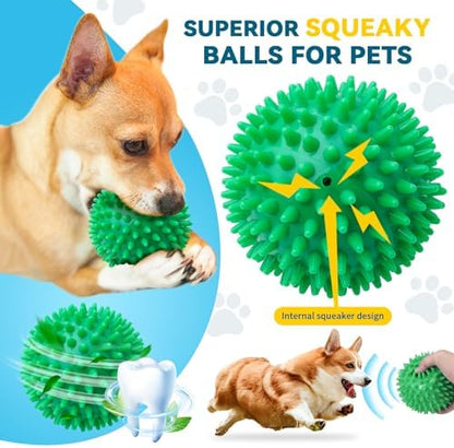SHARLOVY 4.5'' Squeaky Dog Toy Balls for Large Breeds,Durable Spiky Ball - Image 2