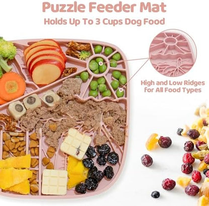 Puzzle Feeder Dog Lick Mat,Freezable Dog Enrichment Toys for Mental Stimulation and Anxiety Relief, Silicone Lick Mat, Slow Feeder Supports All Types of Food,Pink - Image 2