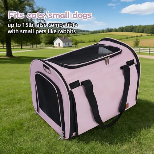 TWDEPART Cat Carrier Backpack - Multifunctional, Firm & Foldable with Roll-Up Shade, Breathable Design Includes Collapsible Bowl and Cushion (Pink) - Image 4