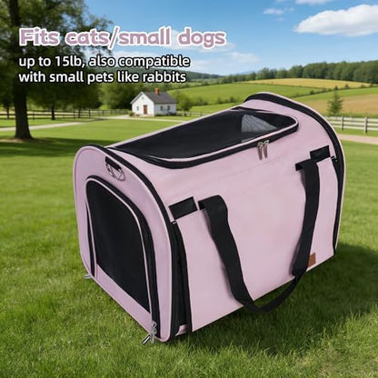 TWDEPART Cat Carrier Backpack - Multifunctional, Firm & Foldable with Roll-Up Shade, Breathable Design Includes Collapsible Bowl and Cushion (Pink) - Image 4