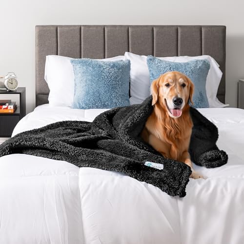 PetAmi Soft Plush Sherpa Dog Blanket for Pet Cat, X-Large 60x80, Black - Image 3