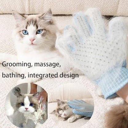 2 Pcs [2-in-1] Pet Hair Removal Gloves - Five Finger Massage Design Pet Beauty Gloves, Suitable for pet dogs and cats to prevent hair tanglings (Blue) - Image 7