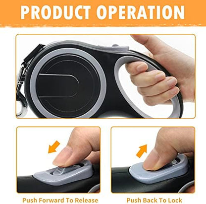 26Ft Retractable Dog Leash, Heavy Duty Great Leash for Dog up to 110 lbs, Anti-Slip Rubberized Handle, One-Handed Brake, Strong Nylon Tape, Tangle Free(Large Size). - Image 4
