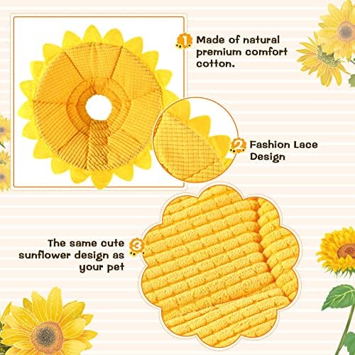 Sunflower Cat Recovery Cone Collar Soft Adjustable Elizabethan Cone,Small - Image 3