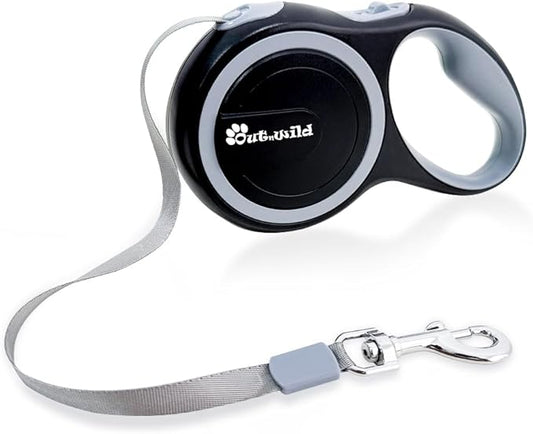 OUTnWILD Retractable Dog Leash - Retractable Dog Leash 16ft for Small/Medium Breeds/Pets Up to 44lbs. 360° Tangle Free Design with One Touch Quick-Lock Braking System&Anti-Slip Handle. (Black, M)