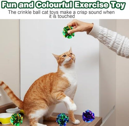 100 Pcs PVC Crinkle Balls Cat Toys 2.36" Interactive Crinkle Ball, Colorful Balls Chew Toy for Cat Chase Ball Toys Attract Cats for Indoor Cats and Kittens to Keep Fit and Active(Colors Random) - Image 4