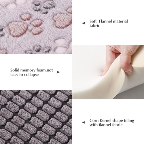 BVAGSS Reversible Dog Crate Pad, Memory Foam Pet Bed Mat, Soft Warm Machine Washable Sleeping Kennel Mattress for Small Medium Dogs XH079 (21''x13''x1.6'',Grey Paw) - Image 2