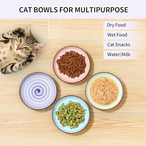 Selamica 6 Inch Ceramic Cat Bowls, Set of 4, Gradient Colors - Image 5