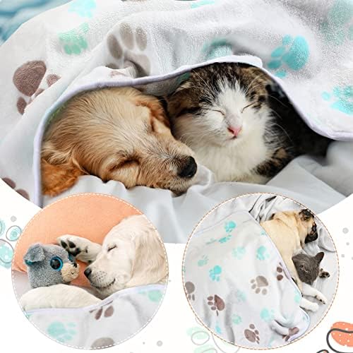 Tatuo 4 Pack Fleece Dog Blanket for Pet,Milky White,24 x 16 Inch,Paw - Image 2