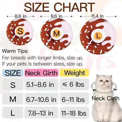 Cat Cone Collar Soft, Cute Cat Donut Collar After Surgery, Adjustable Kitten Recovery Cones to Stop Licking, Lightweight Neck Elizabethan Collars for Cats Kittens (Chocolate, Large) - Image 2