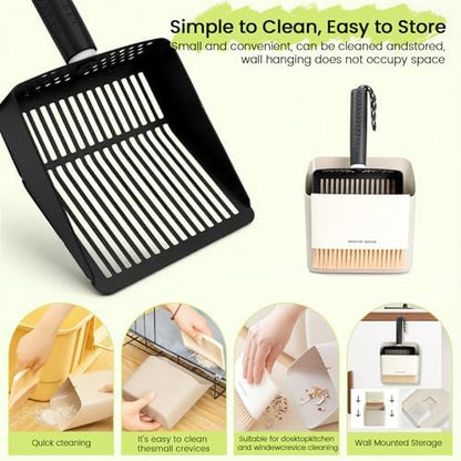 Cat Litter Scoop with Holder, Stainless Steel, Non-Slip Handle - Image 5