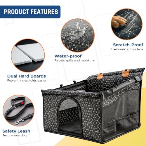 Dog Car Seat for Large Medium Dogs, Back Seat Extender for Pets with Hard Bottom, Waterproof Dog Seat Cover with 3 Mesh Windows, Removable Fleece Mat for Cars SUVs Trucks - Image 2