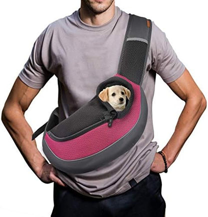 FDJASGY Pet Sling Carrier for Small Dogs Cats,Breathable Mesh Travelling Hand Free Puppy Backpack with Pouch and Adjustable Strap Carrier by FDJASGY