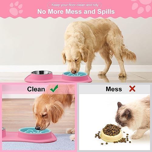 Slow Feeder Dog Bowls 3 in 1 Stainless Steel Food Water Bowl to Slow Eating - Image 4