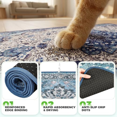 Hompet Cat Litter Mat 2 Pack, 24x60 Large Machine Washable Trapping Mats for Cats, Super Absorbent & Urine-Proof Cat Litter Box Mat for Floor, Waterproof & Non Slip Kitty Litter Rug - Image 5