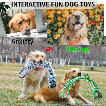 XIGOU Dog Rope Toy, 2 Pcs Indestructible Dogs Toys, Dog Chew Toys for Aggressive Chewers, Tough Puppy Teething Chew Toys for Boredom, Dental Cleaning Tug of War Dog Toy, Great for Small to Large Breed - Image 5