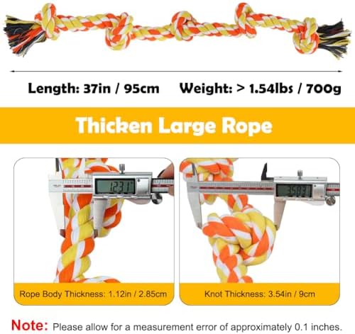 SZEE Dog Rope Toy for Large Dogs, 37 Inch 5 Knots, Halloween Pet Toys for Large Breeds, Tug of War Rope, for Energy Release & Boredom Relief (Yellow & Orange) - Image 2