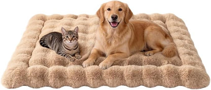 Large Dog Bed Mat, Extra Large Plush Faux Fur Washable Pet Bed for Large Dogs, Non-Slip Fluffy Dog Mat – Machine Washable XL Dog Sleeping Pad for Large Breeds, 35 x 27 Inch Coffee