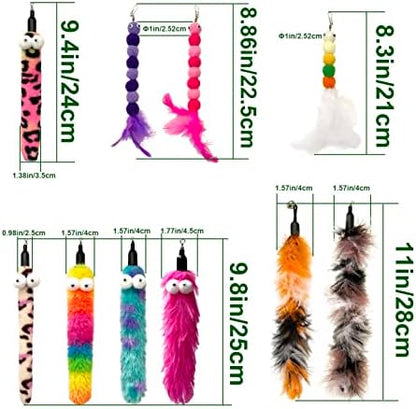 AcceLeah Cat Worm Toy Refills Cats Teaser Toys Cat Fishing Pole Toy Refill Wand Replacement Cat Wand Attachments 10Pcs Cat Worms and Dragonfly Refill,Cat Wand Toy Assorted Teaser Refills(10Pcs) - Image 2