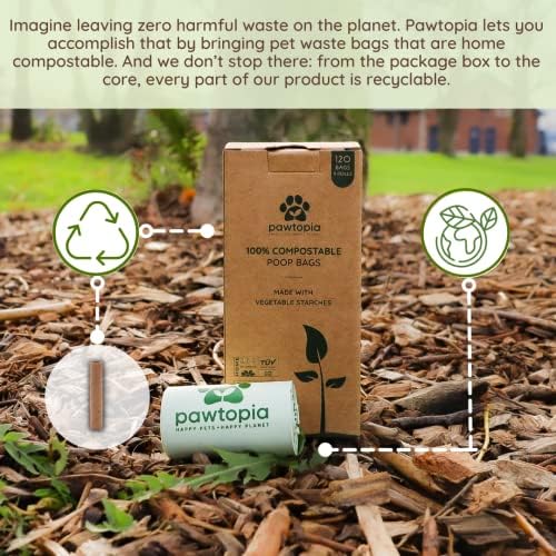 Pawtria Home Compostable Dog Poop Bag Rolls, 120 Bags, 8 Rolls - Image 4